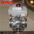 Electric stainless steel 3 way flange end ball valve